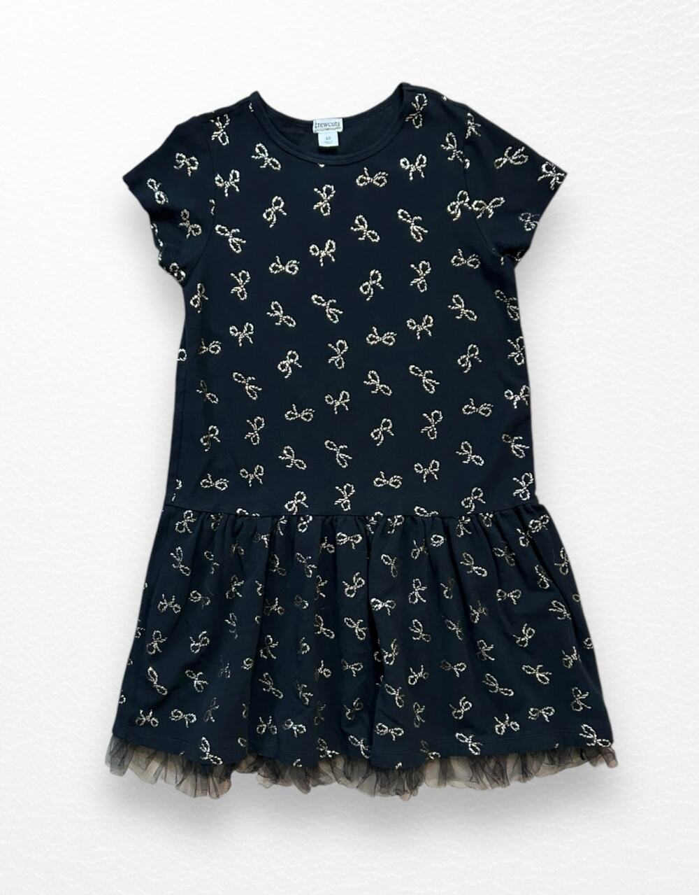 Crewcuts Metallic Bow Print Dress, Size 10